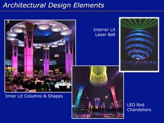 Inner Lit Columns & Shapes
Interior Lit
Laser Ball
LED Rod
Chandeliers
 