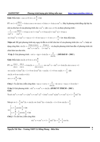 01699257507 Phương trình lưng giác không mau mc http://nguyentatthu.violet.vn 
¹ Û ¹ p + p 
Gi 