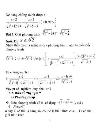 Những bài toán thông dụng và đủ dạng về phương trình vô tỉ 