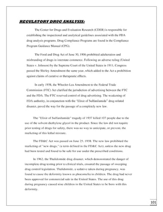 101
REGULATORY DRUG ANALYSIS:
 