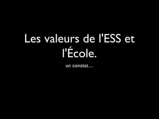 Les valeurs de l'ESS et
l'École.
un constat…
 