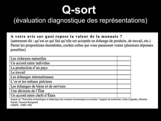 Q-sort
(évaluation diagnostique des représentations)
 