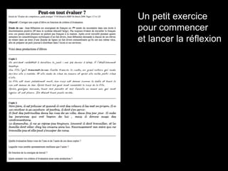 Un petit exercice
pour commencer
et lancer la réflexion
 