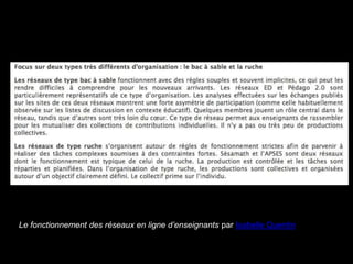 Le fonctionnement des réseaux en ligne d’enseignants par Isabelle Quentin
 
