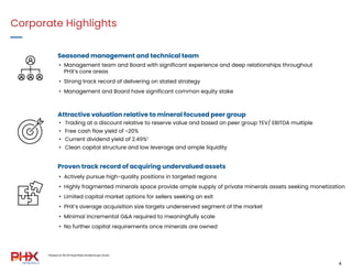 Corporate Highlights
4
Seasoned management and technical team
• Management team and Board with significant experience and ...