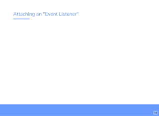 Attaching an "Event Listener"
http://www.loremipsum.com/example
Wi-Fi: orem Ipsum
PW: orem Ipsum
L
L 14
 