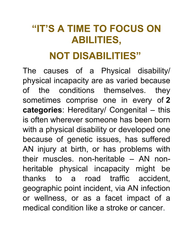 Different types of Physical disability PDF