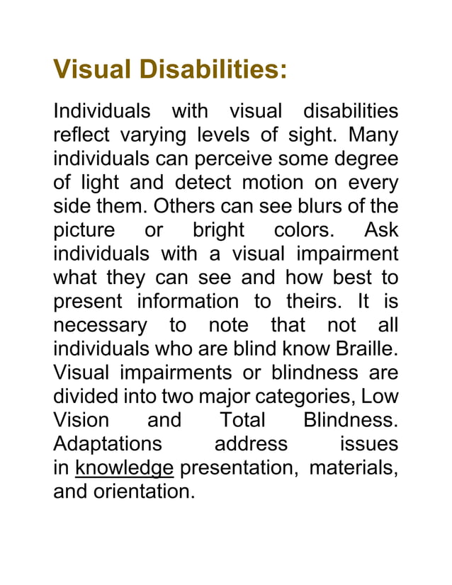 Different types of Physical disability PDF