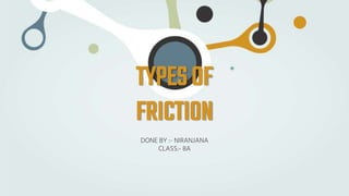 TYPESOF
FRICTION
DONE BY :- NIRANJANA
CLASS:- 8A
 
