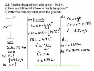 Physics Numerical Problem, Metric Physics, Kinematic Problems Karachi ...