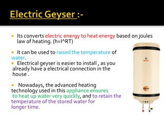 Water Heating in Electric Geyser. | PPT