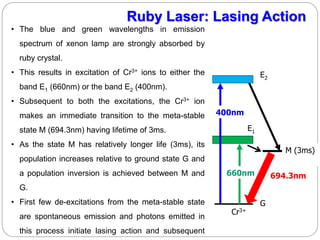 Ruby Lasing Medium PHYA4-LASERS.ppt, for first year B.E./BTech | PPT