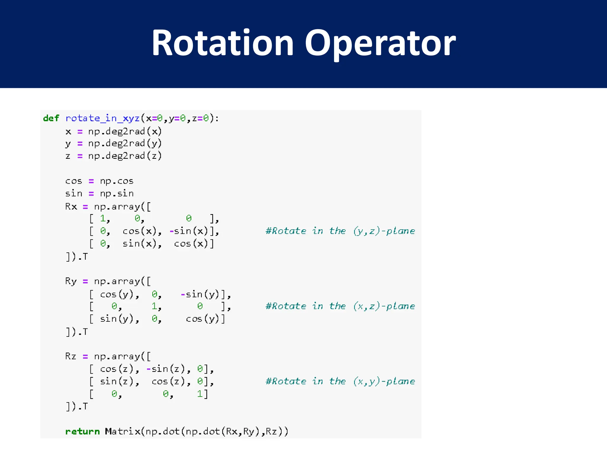 Rotation Operator
 