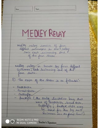 Physical education project on swimming