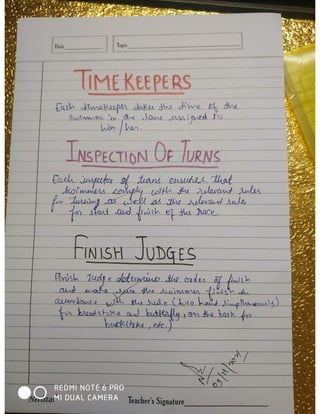 Physical education project on swimming