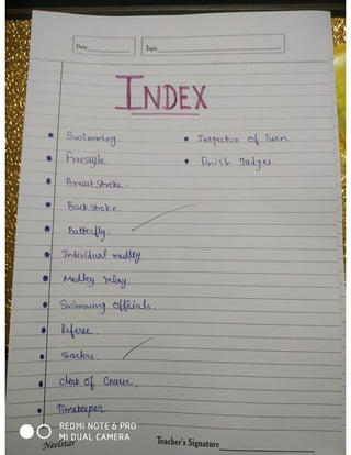 Physical education project on swimming