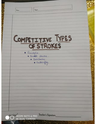 Physical education project on swimming