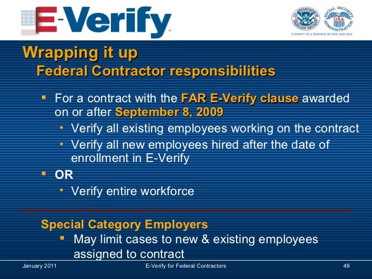requirement for contractors e-verify federal Federal Verify Acquisition Regulations E