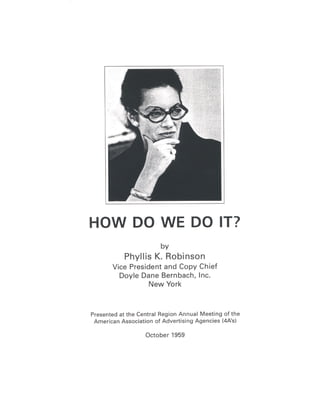 Phyllis Robinson's Speech to the 1959 AAAA Annual Meeting