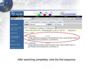 After searching completely, click the first sequence. 
