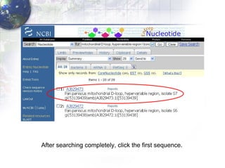 After searching completely, click the first sequence. 