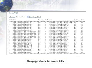 This page shows the scores table. 