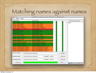 Matching names against names




Monday, 28 January, 13
 