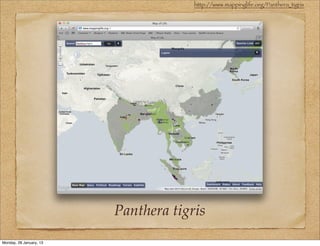 http://www.mappinglife.org/Panthera_tigris




                         Panthera tigris
Monday, 28 January, 13
 