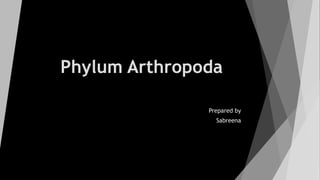 Phylum Arthropoda
Prepared by
Sabreena
 