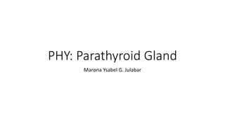 PHY: Parathyroid Gland
Marona Ysabel G. Julabar
 