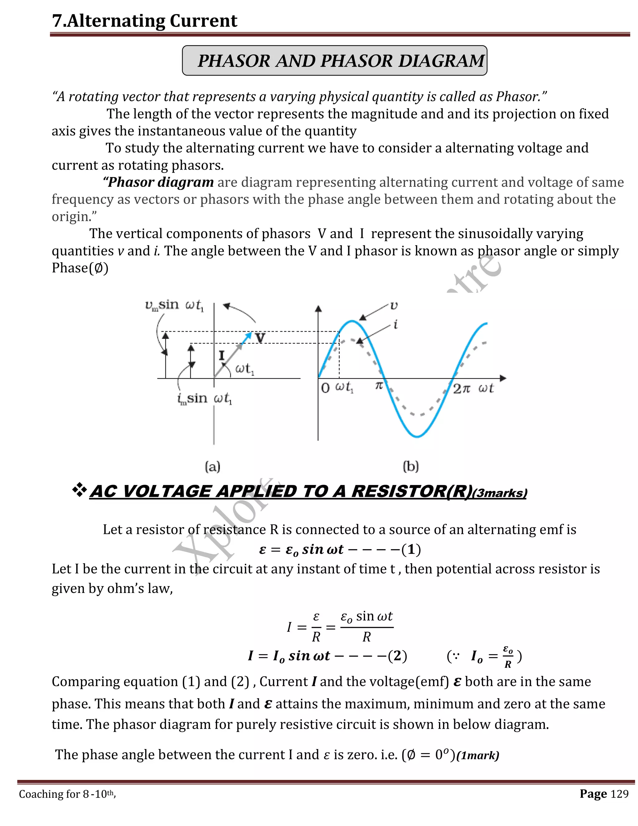 PHY PUC 2 Notes-Alternating current | PDF | Physics | Science