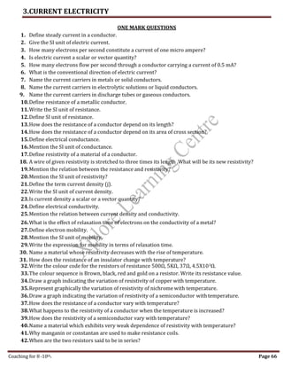 PHY CURRENT ELECTRICITY PUC 2 Notes | PDF