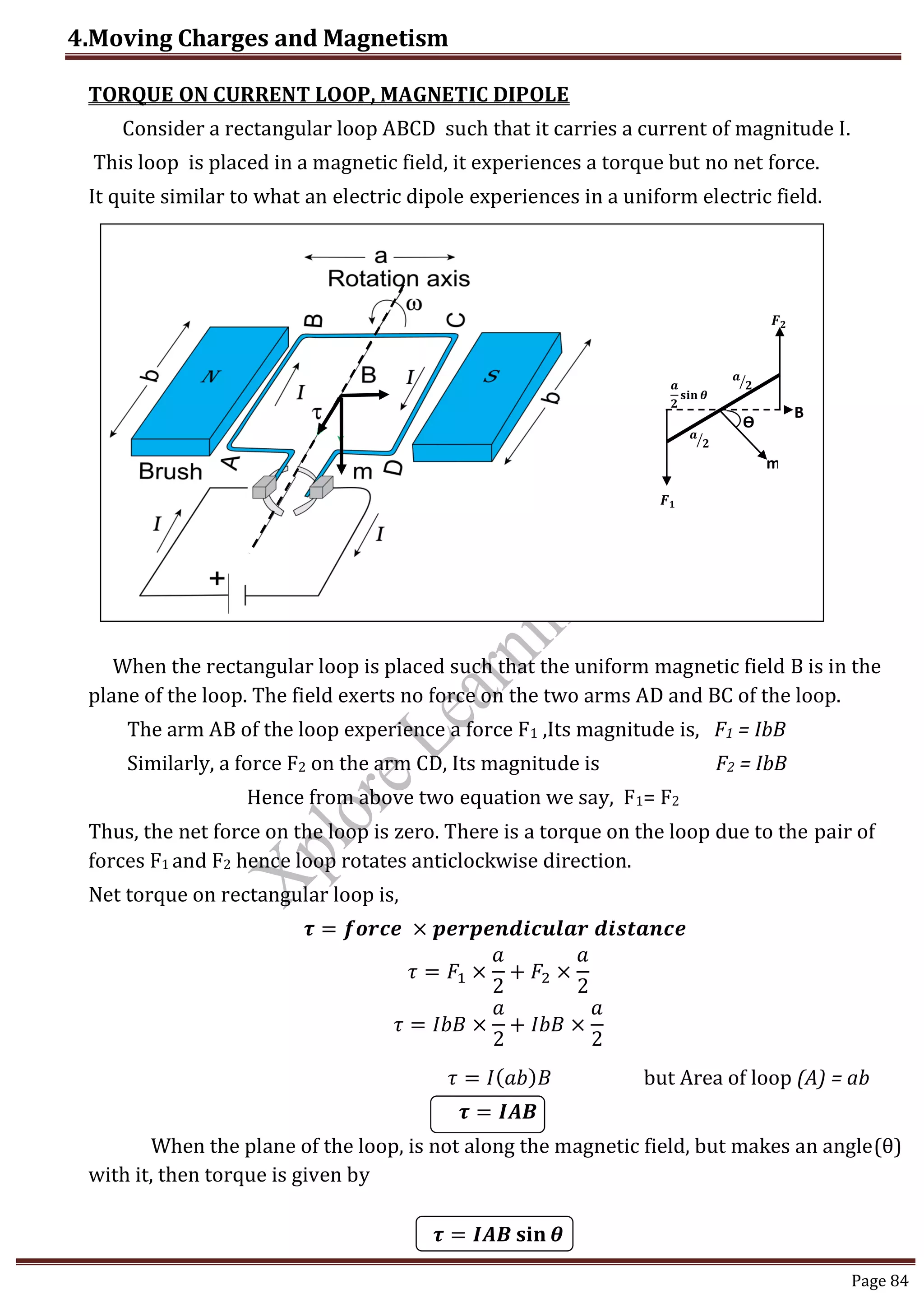 PHY PUC 2 MOVING CHARGE AND MAGNETISM | PDF