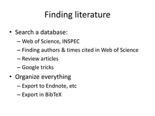 Library research in physics: tips for new researchers Slide 3