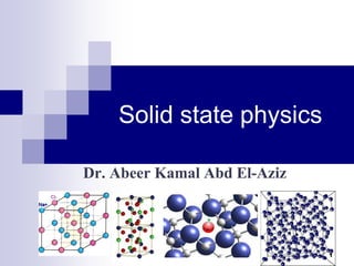Solid state physics lec 1 | PPT