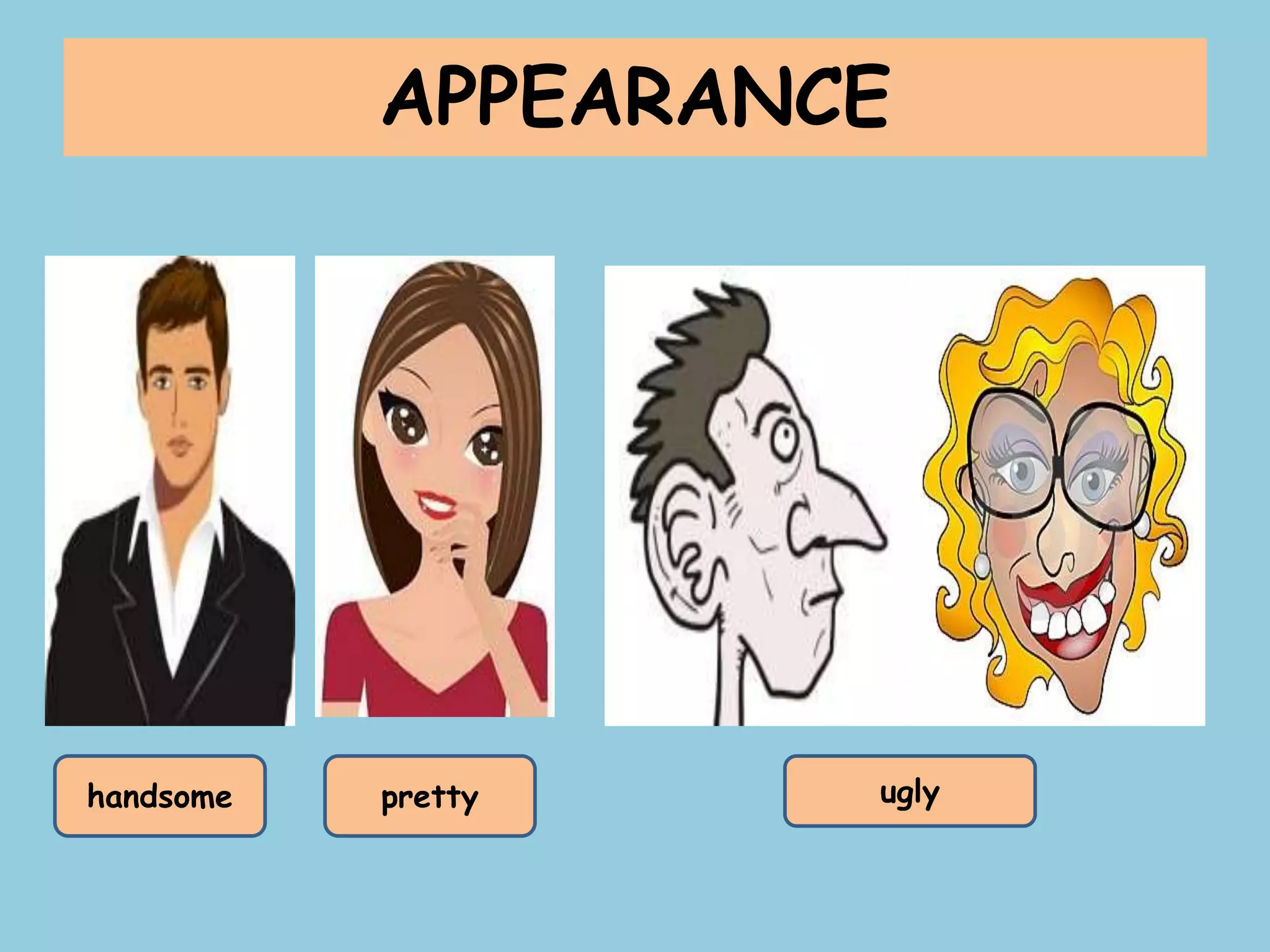 APPEARANCE
handsome pretty ugly