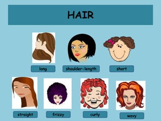 HAIR
long shoulder-length
straight frizzy curly wavy
short
 