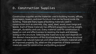 Properties and Structures and Uses of Different Materials | PPTX