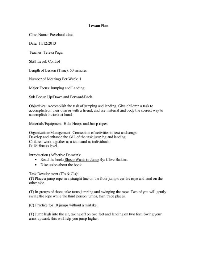 ecd 430 physical activity lesson plan physical education lesson plan