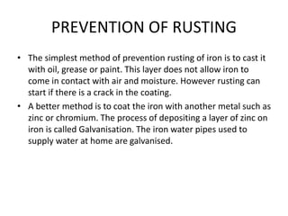 Methods Of Preventing Rusting Physical and chemical changes | PPTX