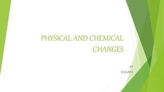 PHYSICAL AND CHEMICAL
CHANGES
BY
SHAURYA
 
