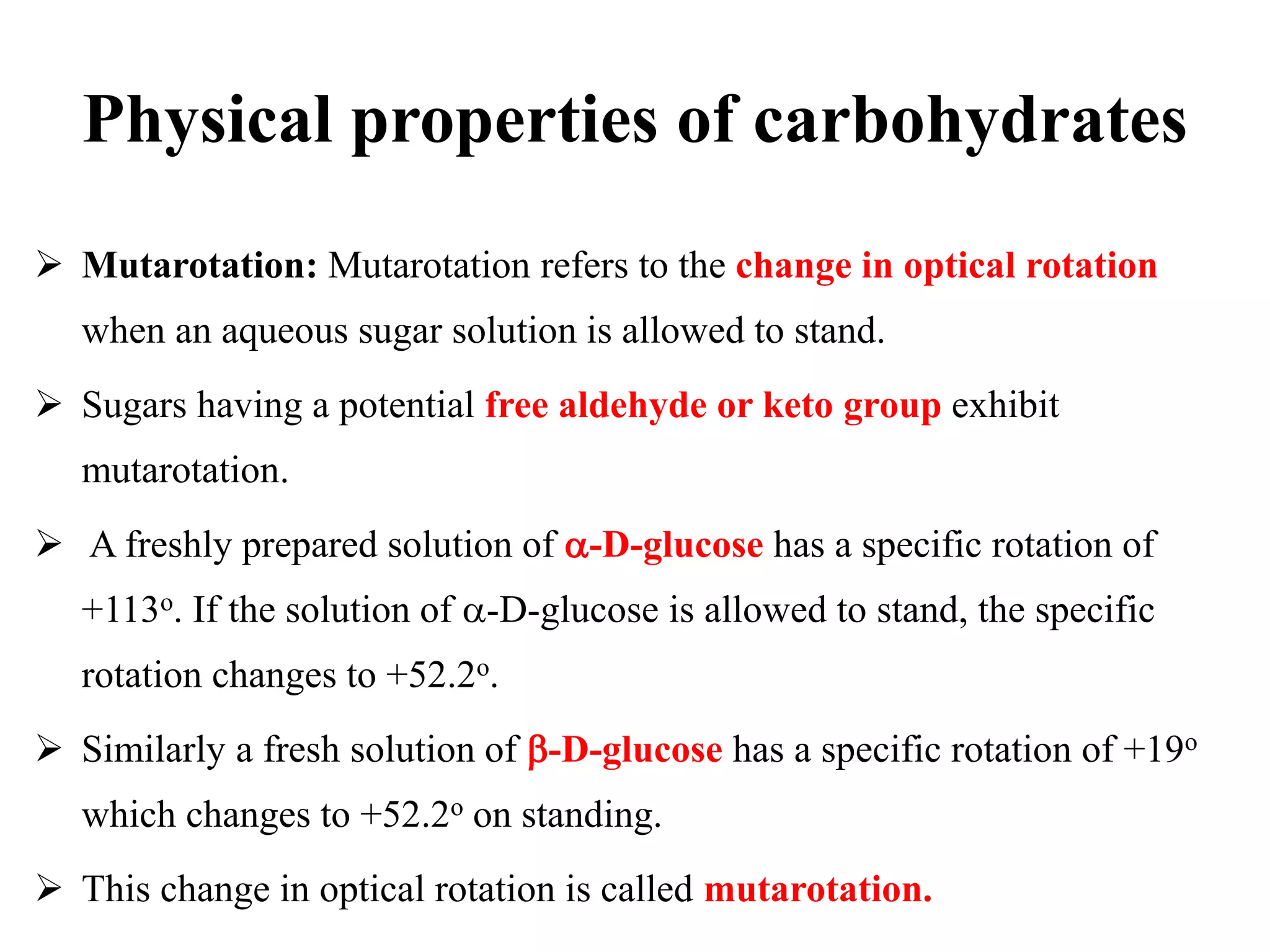 Physical and chemical properties of carbohydrates | PPTX