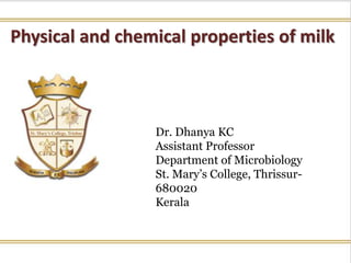 Physical and chemical properties of milk | PPT
