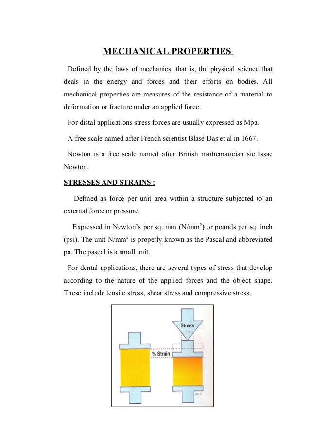 Physical and mechanical properties of dental material
