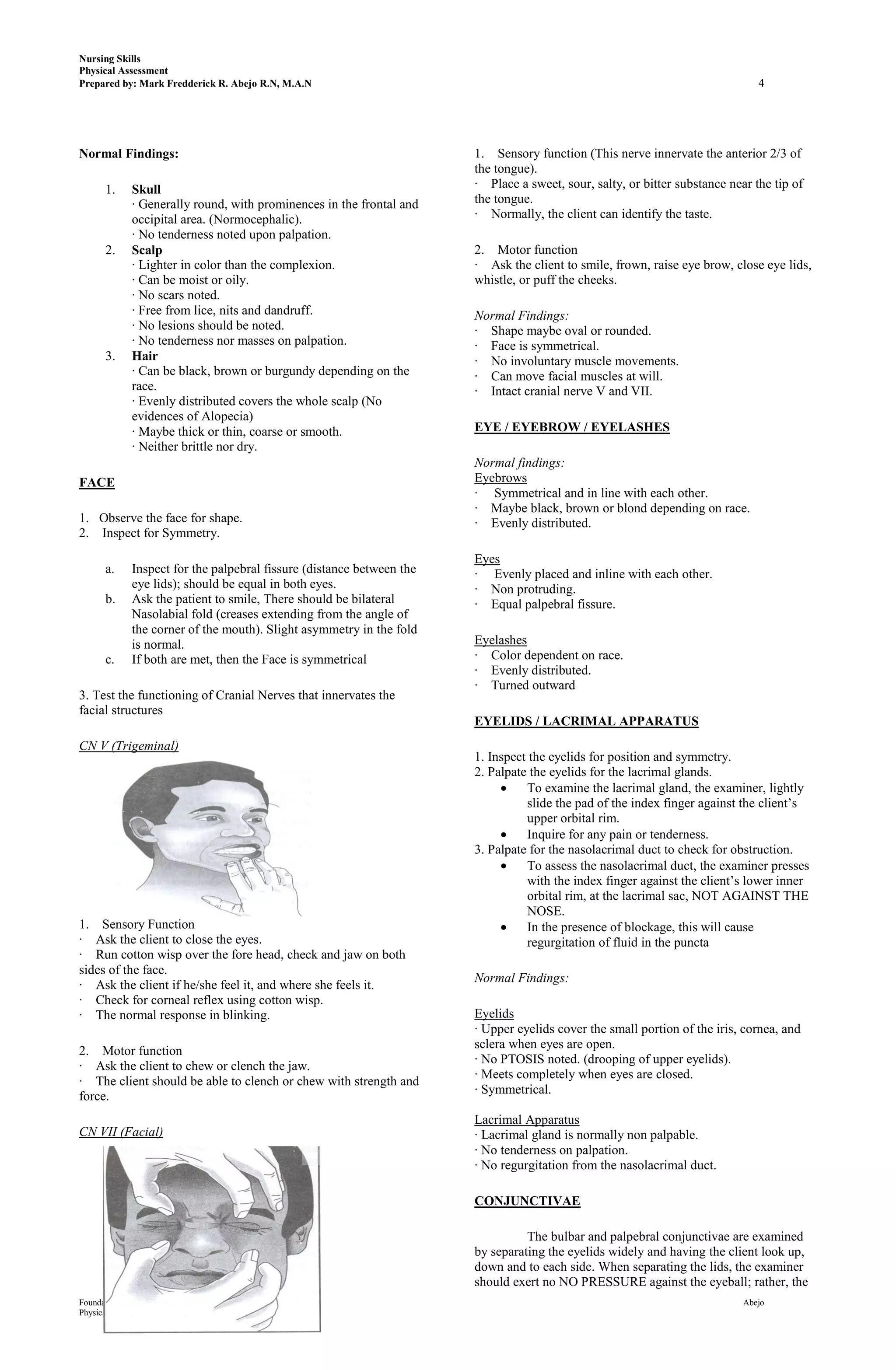 Physical Assessment Handouts