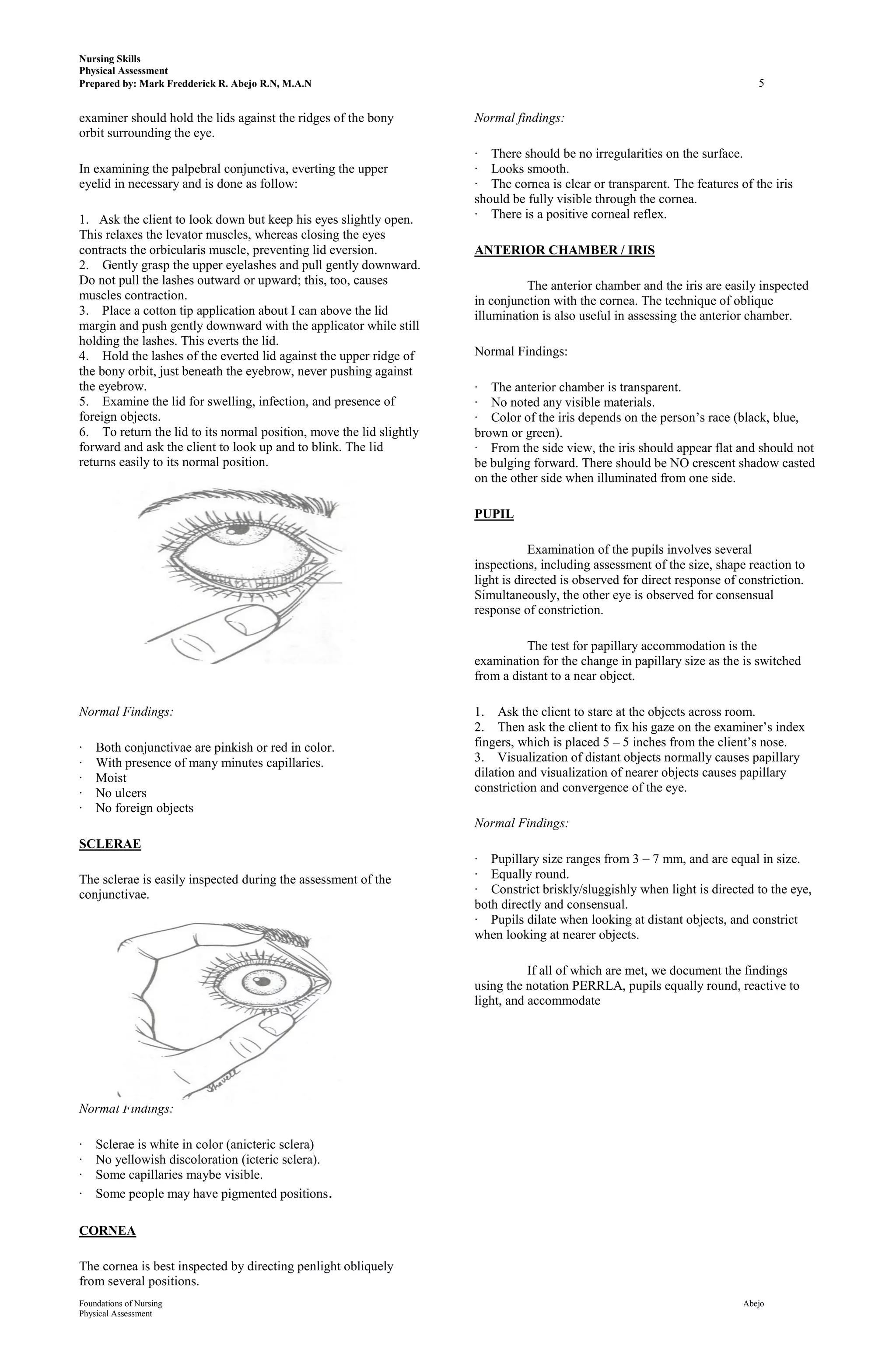 Physical Assessment Handouts