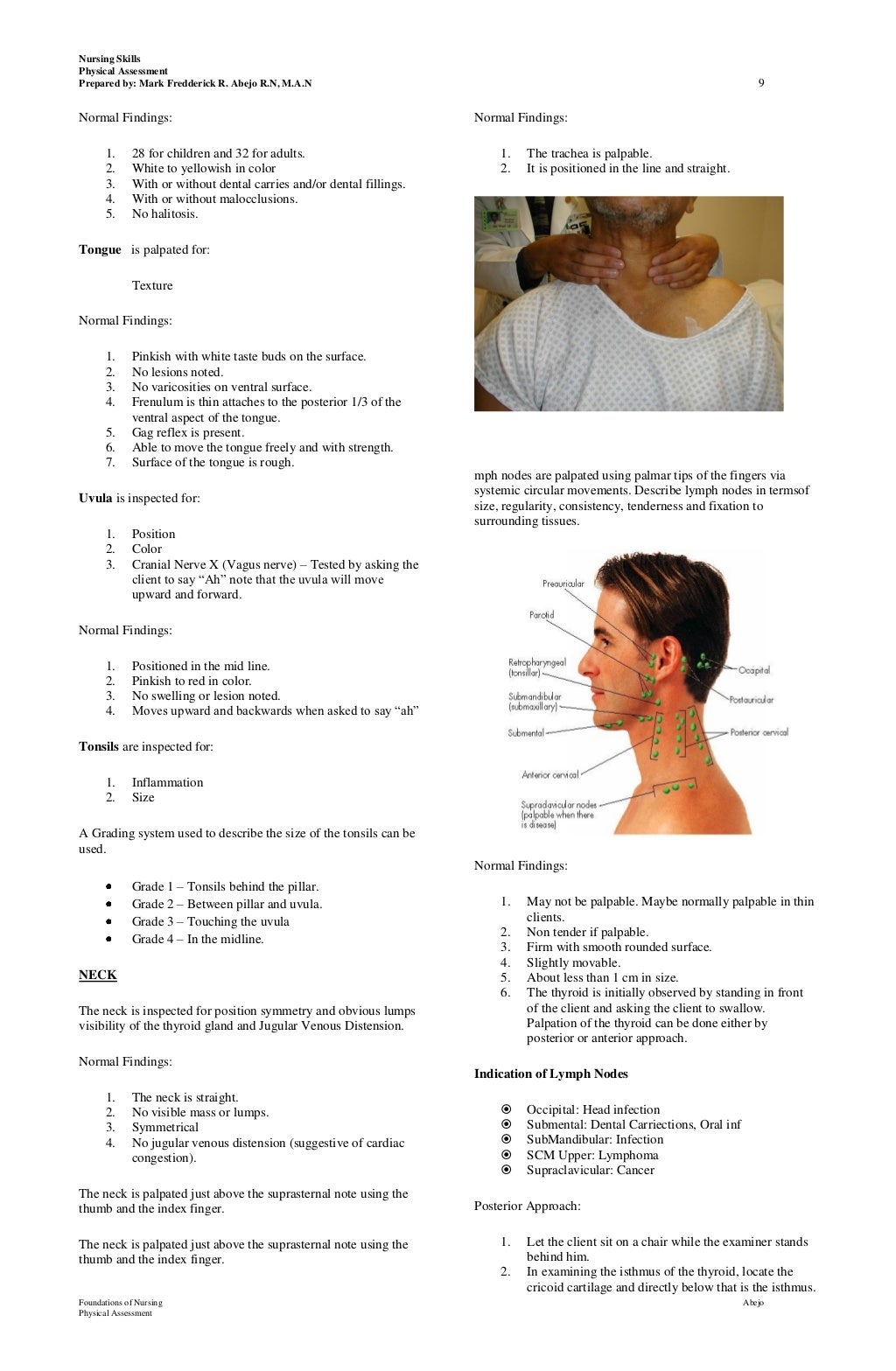 Physical Assessment Handouts