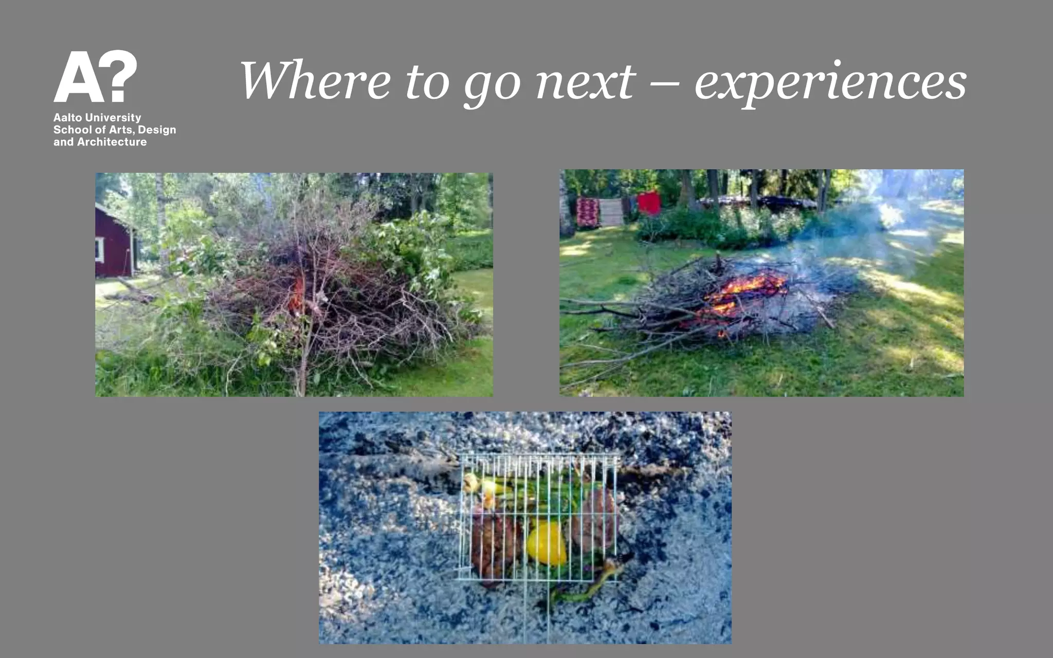 Where to go next – experiences
 