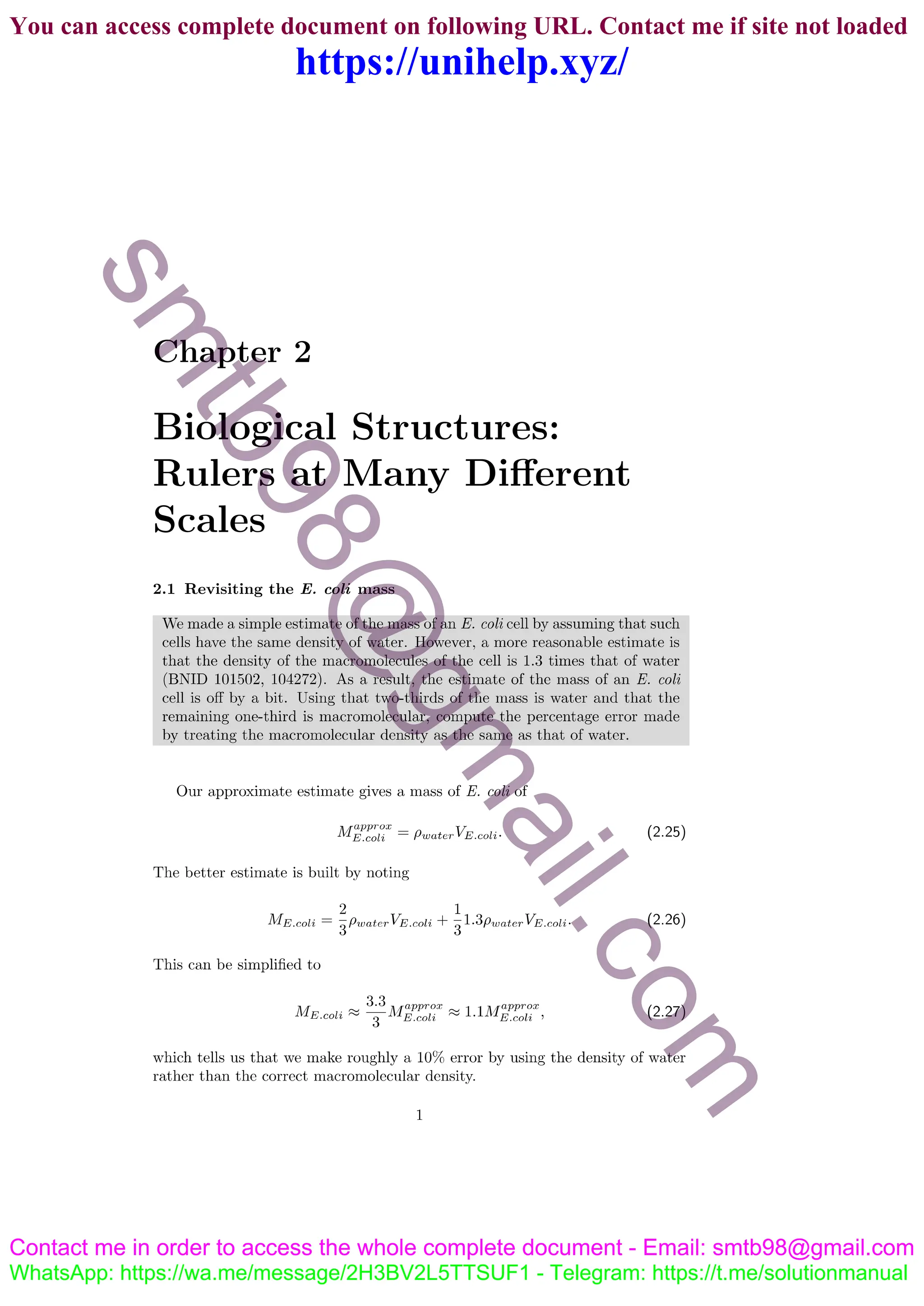 Solutions for Exercises from Physical Biology of the Cell