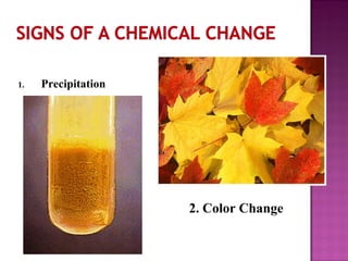 1. Precipitation 
2. Color Change 
 
